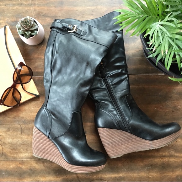 Heathrow Wide Calf Tall Wedge Boot 